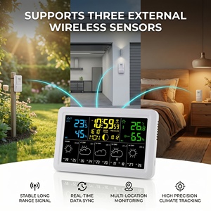 <span class=keywords><strong>Station</strong></span> météo intelligente WiFi Tuya 5107-2 <span class=keywords><strong>avec</strong></span> surveillance à distance via application et affichage des prévisions de température et d'humidité en temps réel - Product Image 4