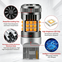 Ampoule LED 30W 1156 BA15S BAU15S P21W T20 7440 7443 Canbus 3030 36SMD avec ventilateur 12V-24V pour clignotant, feux de recul et feux stop de voiture