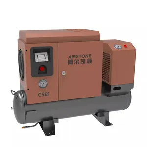 Airstone 4.5kw 220v 60Hz 6hp compressor de ar giratório do parafuso da fase monofásica PM VSD com tanque e secador