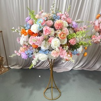 Arrangements de centre de table en fleurs artificielles en soie pour mariage moderne IFG, en rose, bleu, blanc et violet, diamètre 65 cm