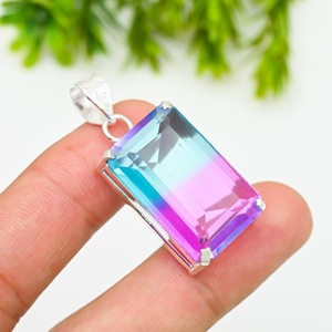 Piedra preciosa de diseñador fuerte y alta piedra brillante plateada que parece plata de ley moda hecha a mano - Product Image 3