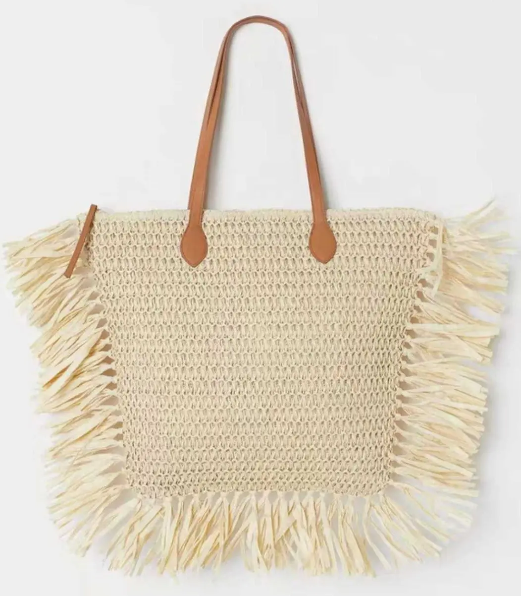 Hot sale beach shopping bag paper straw crochet tote ladies beach bag