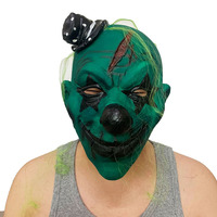 Masque de Clown Amusant en Latex pour Halloween, Noir et Blanc, pour Farces Horrifiantes, Fêtes, Mascarades, Spectacles, Accessoires de Déguisement, Couvre-Tout le Visage, Durable