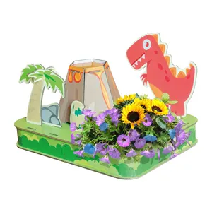 Puzzle de dinosaure 3d en carton, jouet de bricolage 2023 avec jouet de fleur en croissance