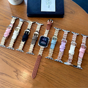 Bracelet en cuir pour montres Series 11/10 SE et 89 Pro, design irrégulier haut de gamme avec fermoir à ardillon - Product Image 1