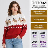 Pulls de Noël FNJIA pour la famille, en tricot jacquard motif rennes, assortis pour hommes, femmes et enfants, tenue de fête, en stock, personnalisable OEM
