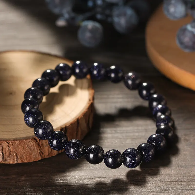 Zmb shintin — Bracelet en pierres naturelles pour hommes et femmes, bijoux extensibles, pierre de grès bleu naturelle, 8mm, vente en gros