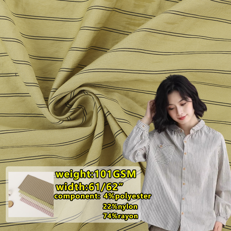 Double Stripe Viscose Fabric for Fashion Lightweight and Breathable for Striped Shirts Skirts Dresses