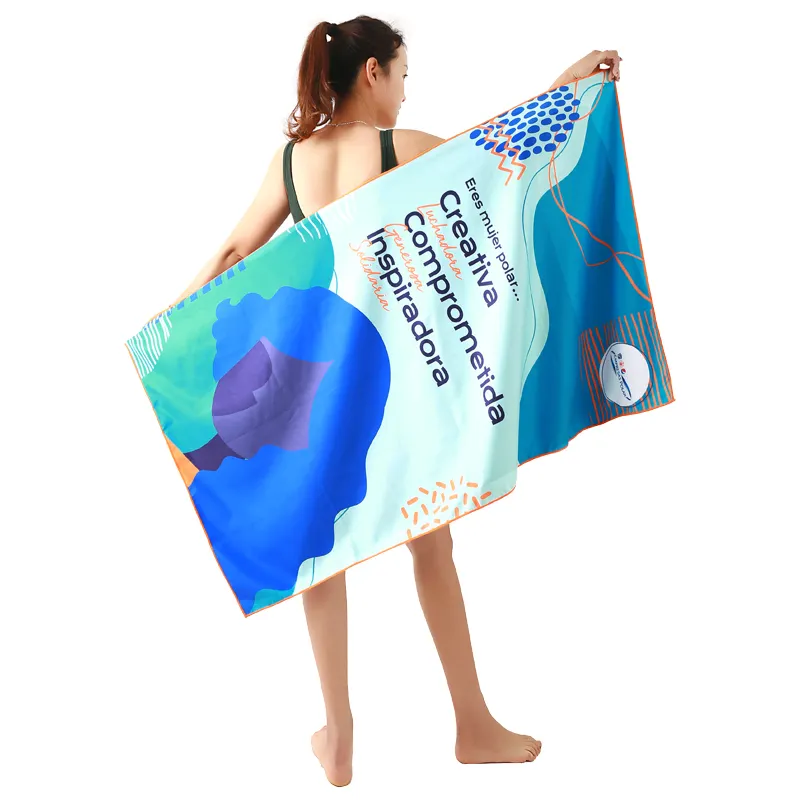 Лидер продаж, популярное пляжное полотенце из микрофибры с принтом логотипа от производителя, мягкое пляжное полотенце, женский дизайн