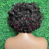 Perruques Courtes Pixie en Cheveux Humains Naturels 100% Alignés, avec Dentelle Frontale Complète 13*4 (de l'oreille à l'oreille), pour Femmes Noires - Vente en Gros