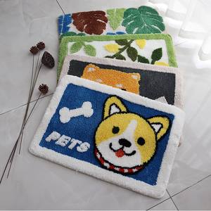 Alfombra multicapa de felpa de poliéster con patrón de plantas Alfombra de pie absorbente de agua para baño antideslizante gruesa - Product Image 3