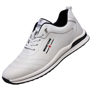 Superichuo – Baskets décontractées en cuir pour hommes, à lacets, semelle plate en caoutchouc, motif géométrique, durables, toutes saisons, chaussures de marche - Product Image 1