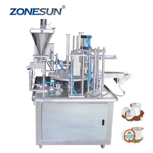 ZONESUN ZS-GF900C Pneumatik Otomatis Rotary Air Susu Cangkir Cair Kopi Kapsul Mengisi dan Penyegelan Mesin