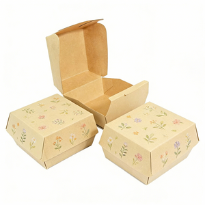 ชุดปิกนิก กล่องเบนโตะใสแบบพกพาสำหรับเด็ก ลายเบอร์เกอร์น้อย พร้อมช่องแบ่ง ป้องกันการรั่วซึม ทำจากกระดาษคราฟท์ - Product Image 2