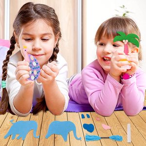 Kit da cucito <span class=keywords><strong>Coola</strong></span> Set di arti e mestieri per bambini Kit di attività fai-da-te regali giocattoli divertenti ed educativi Pre perforati 12 animali tropicali - Product Image 6