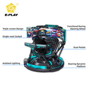 Simulateur <span class=keywords><strong>de</strong></span> course VR interactif à trois écrans Eplay pour intérieur, construction en fibre <span class=keywords><strong>de</strong></span> verre et métal, 6dof/4dof, pour aéroport et centre commercial - Product Image 4