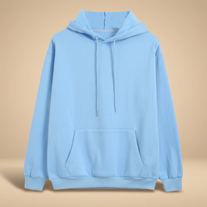 เสื้อฮู้ดดี้ผู้ชายสีฟ้าอ่อนทรงโอเวอร์ไซส์ แขนยาว กระเป๋าสีพื้น สไตล์ลำลอง ผ้าเฟรนช์เทอร์รี่ถัก สำหรับฤดูใบไม้ร่วง - Product Image 3
