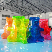 Ours coloré Portable fête événement décor PVC gonflable ours en peluche Transparent néon rose gonflable géant PVC ours