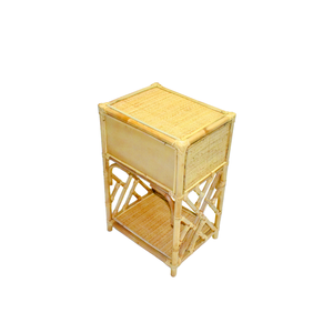 R016 Natural Rattan nightstand blends bohemian charm with coastal <b>rustic</b> style featuring a sturdy plywood drawer base for effort - Product Image 2