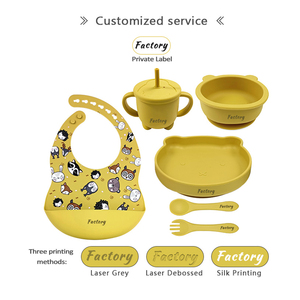 Set de Comedor para Bebés, Vajilla Infantil, Kit de Destete, Plato con Succión, Baberos Estampados, Cuchara y Tenedor de Grado Alimenticio - Product Image 2