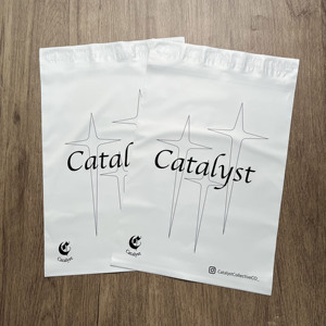 Wholesale Matte White Poly Mailer Bags Custom Black Logo Print Self Adhesive <b>Waterproof</b> Plastic Pouches for Clothes Packaging - Product Image 2