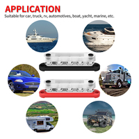 Barre de distribution de batterie robuste Marine 150A 12V 24V M8 à 5 goujons, bornier de distribution positif et négatif pour voiture, bateau