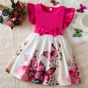 Vestido de Princesa para Niñas, Estilo Europeo Americano, Verano, Estampado, Manga Volante, Venta al Por Mayor, Personalizado - Product Image 1