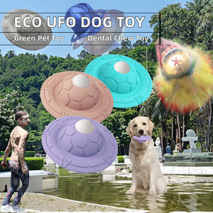 Juguete Masticable Ecológico con Forma <span class=keywords><strong>de</strong></span> Platillo Volador para Perros, Nuevo Diseño, Pelota <span class=keywords><strong>de</strong></span> Goma para Limpieza Dental - Product Image 2