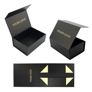 Custom High-End Gold Foil Stamped Logo Black Gradient Foldable Rigid Cardboard Gift Box Magnetic Closure Handle Custom Design - Product Image 2