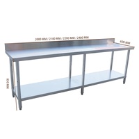 Meja Kerja Portable Stainless Steel Heavy Duty Dua Lapis untuk Dapur, Hotel, Restoran, Katering, dan Stan Luar Ruangan