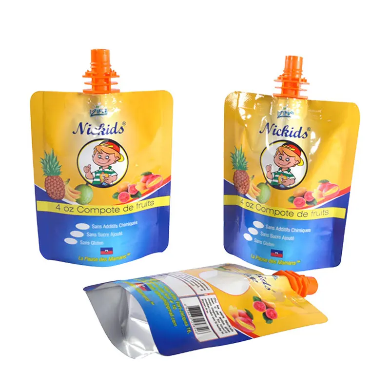 Sacchetto di aspirazione a prova di odore personalizzato con sacchetto di beccuccio a prova di bambino per imballaggi in plastica liquida di gelatina di frutta