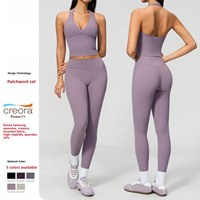 Nouveau Tissu Brossé Uni Anti-Transpiration à Texture Crémeuse, Col en V Profond, Style Halter, Taille Haute, Effet Sculptant et Rehausseur de Hanches