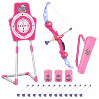 Ensemble d'arc et flèches pour filles, 2 arcs, cible sur pied, jouet de tir à l'arc pour enfants, flèches à ventouse, jeu de tir intérieur/extérieur, cadeau