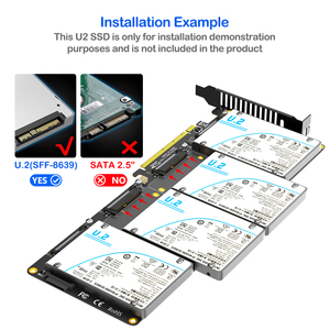 Adaptador 4 en 1 U.2 a PCIE4.0x16 U2 SSD 4 posiciones de disco Unidad de estado sólido Matriz RAID Expansión Escritorio PCI-E Split - Product Image 4