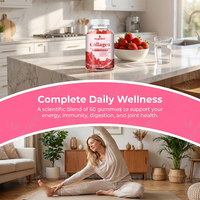 Gummies de collagène Aegelwell OEM ODM avec biotine et multivitamines, saveur fraise, favorisent la santé des cheveux, de la peau, des ongles et des articulations