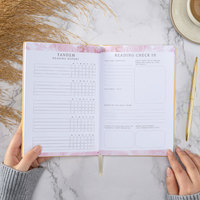 LABON Feuille d'or Logo Lin Couverture rigide Cahier non daté Lecture quotidienne Journal Tracker pour les amateurs de livres