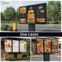 Écran LCD extérieur 3000 nits pour drive-in, affichage numérique DOOH, panneau de menu IP65 pour QSR, écran totem publicitaire résistant aux intempéries