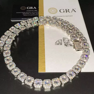 Cadena Cubana de Plata de Ley 925 de 13 mm de Ancho con Moissanita de Corte Ovalado, Color D, Claridad VVS, Chapada en Rodio, Estilo Hip Hop - Product Image 3