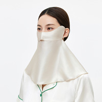 Masker Pelindung Mata Sutra Murbei Wanita, Tahan UV, Bernapas, Model Persegi, Desain Setengah Jilbab, Penutup Wajah