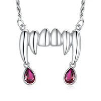 Collier pendentif dents de vampire en cristal rouge en argent sterling 925 nouveau design colliers en cristal