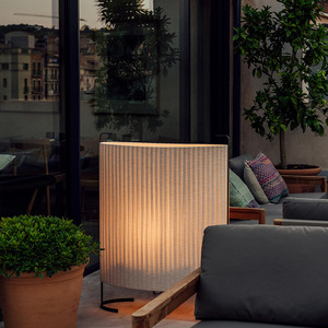 Lampe de table minimaliste en tissu plissé, source de lumière LED E27, commande par interrupteur, pour salon, salle à manger, hôtel, villa, jardin extérieur - Product Image 4