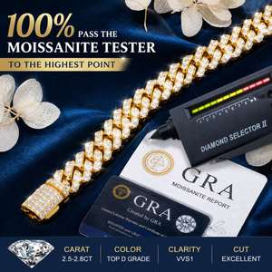 6mm White Gold 925 Sterling <b>Silver</b> VVS Moissanite Brilliant Cut Hip Hop Cuban Link Chain Bracelet Iced Jewelry <b>for</b> <b>Men</b> Women - Product Image 6