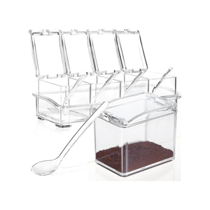 Juego de contenedores de almacenamiento de especias con tapa, recipiente cuadrado de acrílico transparente apilable vacío para Cocina - Product Image 1