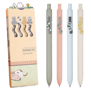 Bolígrafos de Gel Creativos con Diseño de Cola de Gato, Estilo Morandi, Juego de Bolígrafos de Gel para Estudiantes con Punta Negra de 0.5mm, Artículos de Papelería - Product Image 1
