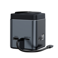 Cargador Inalámbrico 8 en 1 de Aleación de Aluminio, Hub USB con PD, USB 3.0, Tipo C, Soporte para Tarjeta SD, Carga Magnética