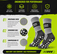 Chaussettes de football antidérapantes en silicone personnalisées de qualité supérieure pour hommes, chaussettes de football mi-mollet avec logo personnalisé