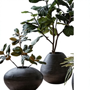 Minimalist Black powder coated Vase Set <b>Square</b> Glazed Indoor Flower <b>Pot</b> Planter Desktop Decor - Product Image 2