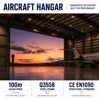 Hangar de Aviones Personalizado, Estructura de Acero, Hangar de Aviación, Almacenamiento para Mantenimiento Aeroportuario, Diseño de Gran Envergadura