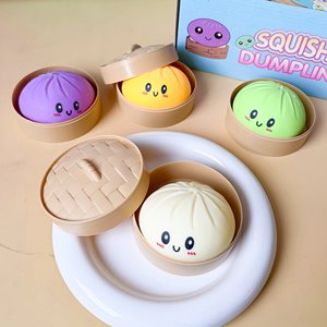 Promotional Novelty Smile Face Simulation Steamed Bun 8.5cm <b>Squishy</b> Dumpling Stress Relief Squeeze Toy - Product Image 3