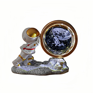 Bola de cristal 3D moderna astronauta resina LED luz nocturna Mini alimentado por batería blanco cálido iluminado lindo toque Luna hogar - Product Image 1